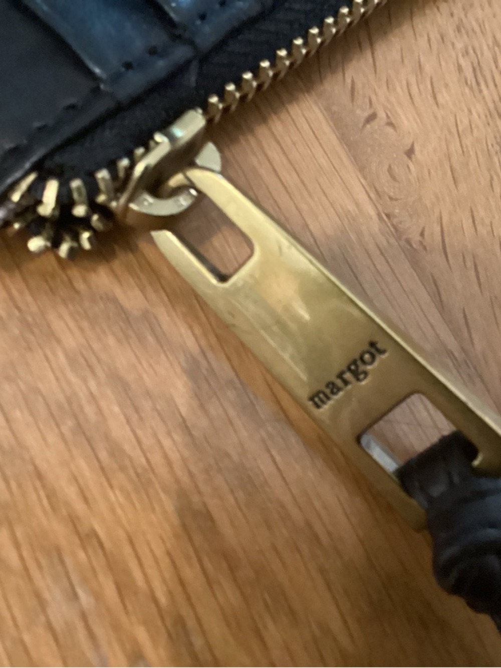 margot Black Leather Cardholder with Gold Accent. Wristlet. - Picture 4 of 4